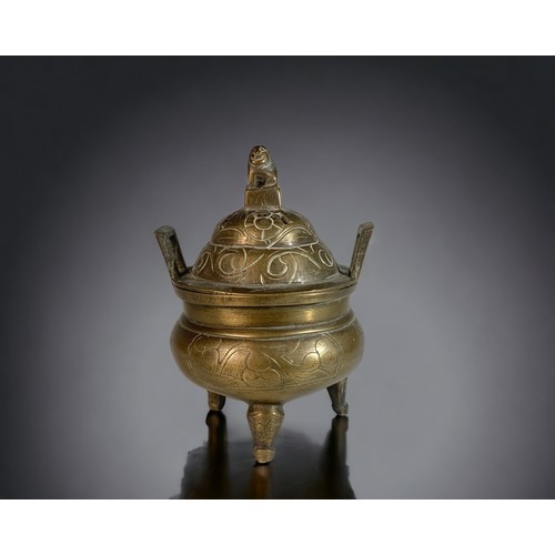 A CHINESE BRONZED BRASS INCENSE