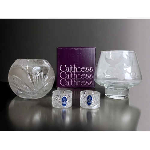 A BOXED CAITHNESS GLASS VASE, TOGETHER