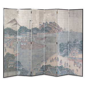 A Chinoiserie Decorated Floor Screen 3b0a0b