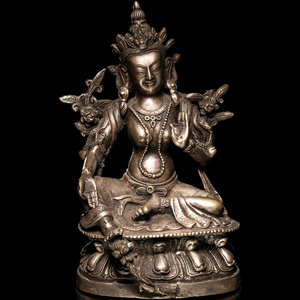A Sino-Tibetan Silvered Metal Figure