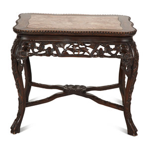 A Chinese Carved Hardwood Low Table