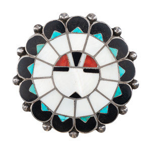 Zuni Silver and Mosaic Inlay Sun