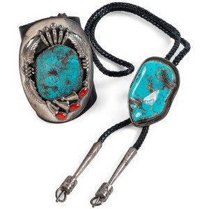 Navajo Silver and Turquoise Bolo 3b0ac4