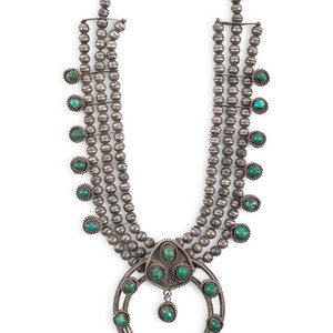 Navajo Silver and Turquoise Squash Blossom