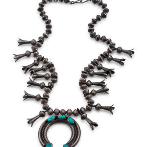 Navajo Silver and Turquoise Squash Blossom