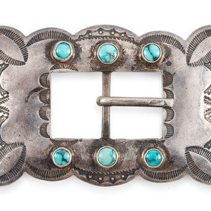 Navajo Stamped Silver and Turquoise 3b0adf