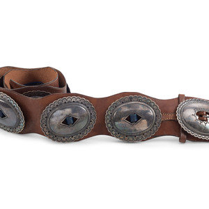 Navajo Stamped Silver Concha Belt
mid-20th