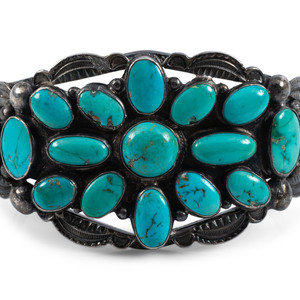Navajo Turquoise Cluster Cuff Bracelet second 3b0ae5