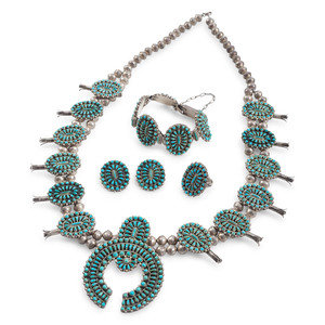 Zuni Silver and Petit Point Turquoise