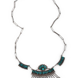 Zuni Silver and Petit Point Turquoise