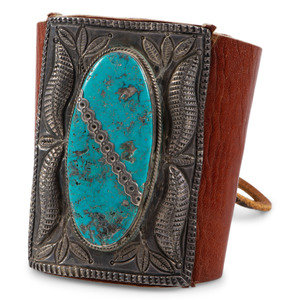 Navajo Stamped Silver and Turquoise 3b0b17