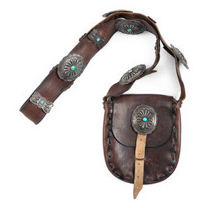 Navajo Leather Bag with Silver 3b0b30