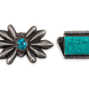 Navajo Silver and Turquoise Pins 3b0b33