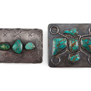 Navajo Silver and Turquoise Belt Buckles
mid-20th