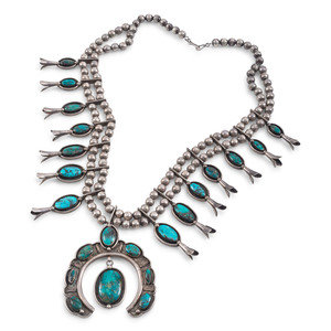 Navajo Silver and Turquoise Squash Blossom