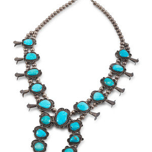 Navajo Silver and Turquoise Squash Blossom