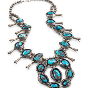 Navajo Silver and Turquoise Squash Blossom