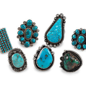 Navajo and Zuni Silver Rings with