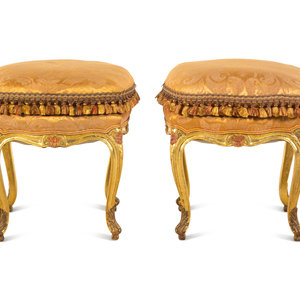 A Pair of Louis XV Giltwood Tabourets 18th 3b0b8d