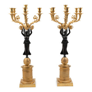 A Pair of Empire Style Gilt and