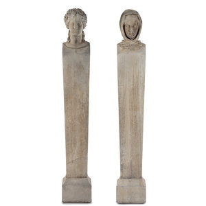 A Pair of Cast Stone Garden Herms 20th 3b0bdb