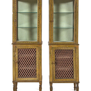 A Pair of Continental Painted Vitrine