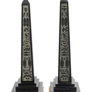 A Pair of Black Marble Obelisks 20th 3b0c2f