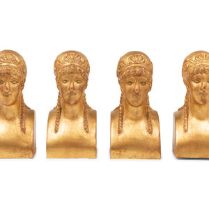 A Set of Four Giltwood Busts of