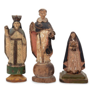 Three Carved and Polychrome Decorated