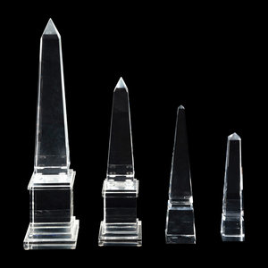 A Group of Four Glass Obelisks Baccarat 3b0c5b