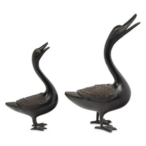 Two Bronze Duck Figures 20th Century Height 3b0c60