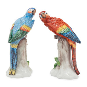 A Pair of German Porcelain Parrot 3b0c6a