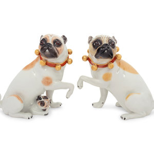 A Pair of German Porcelain Pug