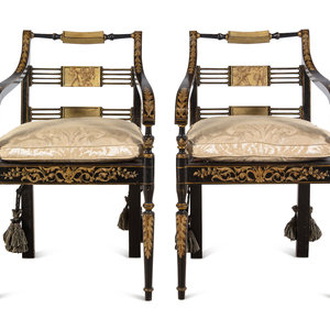 A Pair of Regency Painted and Ebonized