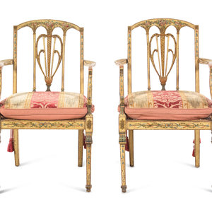 A Pair of George III Painted Armchairs
Circa