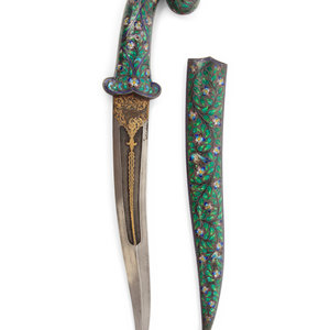 A Mughal Style Enameled Dagger 20th 3b0cdc