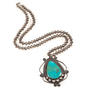 Navajo Silver and Turquoise Necklace
mid-20th