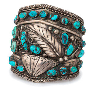 Wide Navajo Silver and Turquoise 3b0cfe