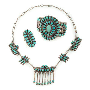 Zuni Silver and Petit Point Turquoise 3b0d27