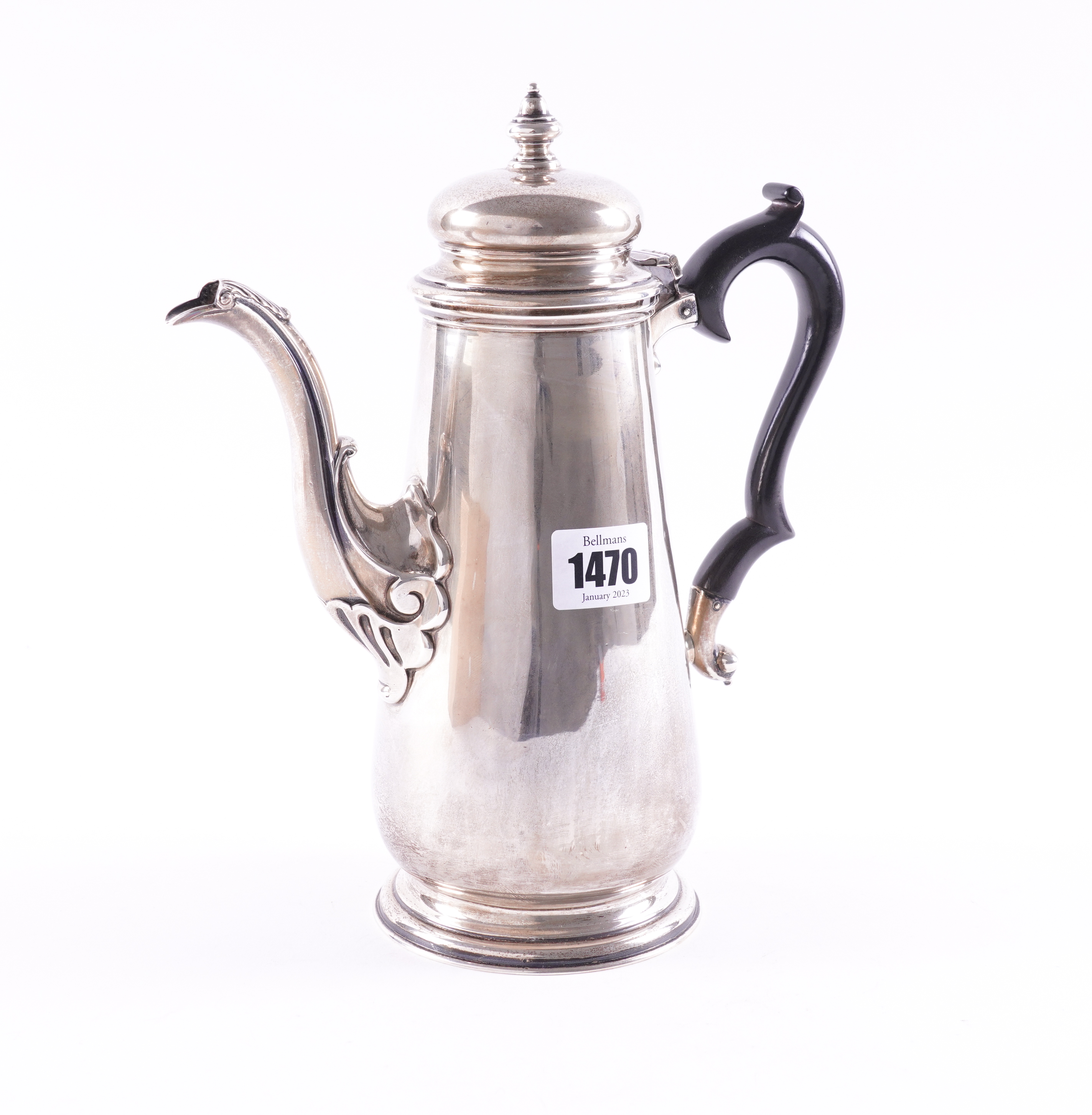 A SILVER COFFEE POT Of tapered
