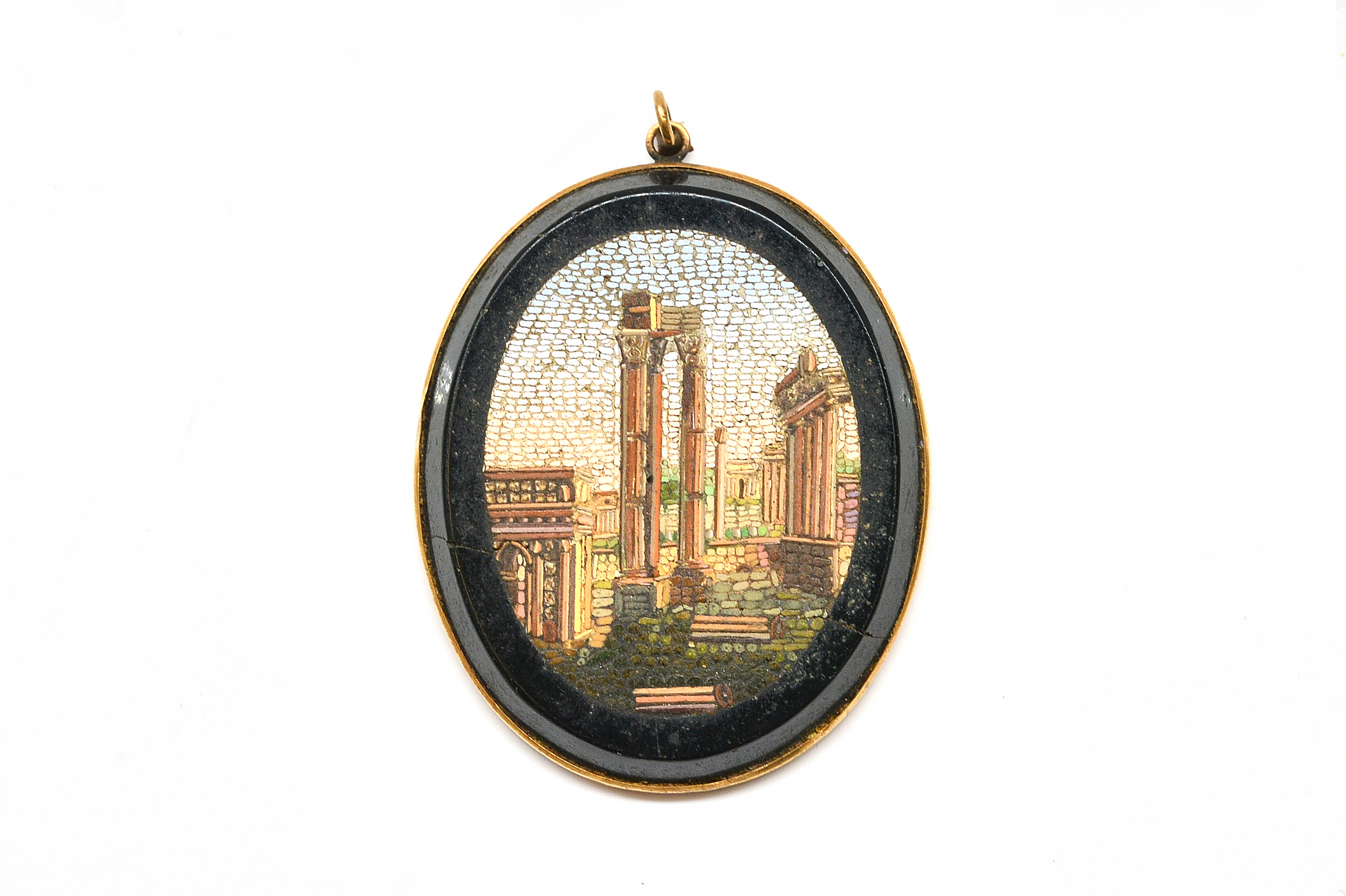 A GOLD MOUNTED ITALIAN OVAL MICRO