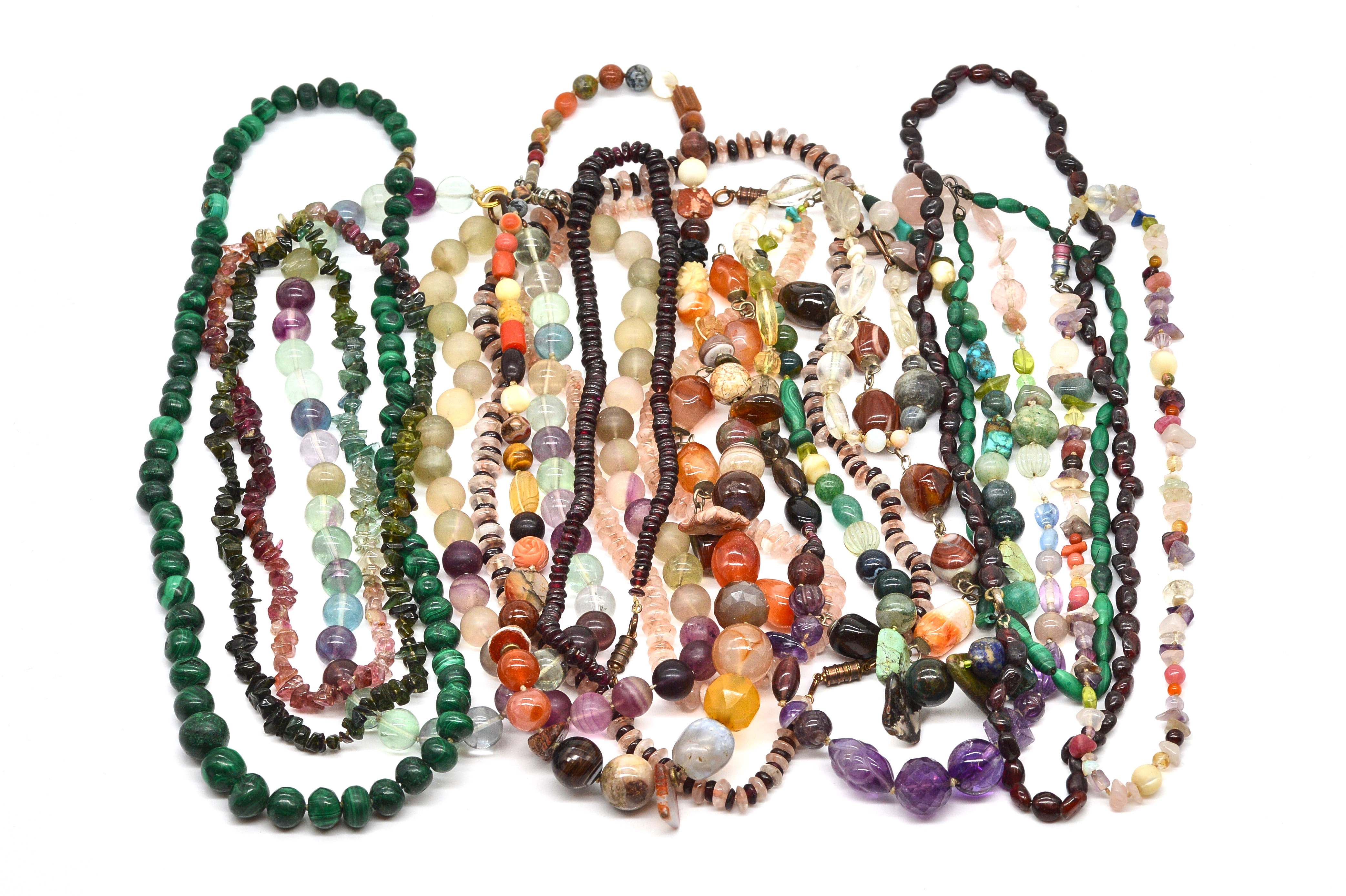 FOURTEEN BEAD NECKLACES (14) To