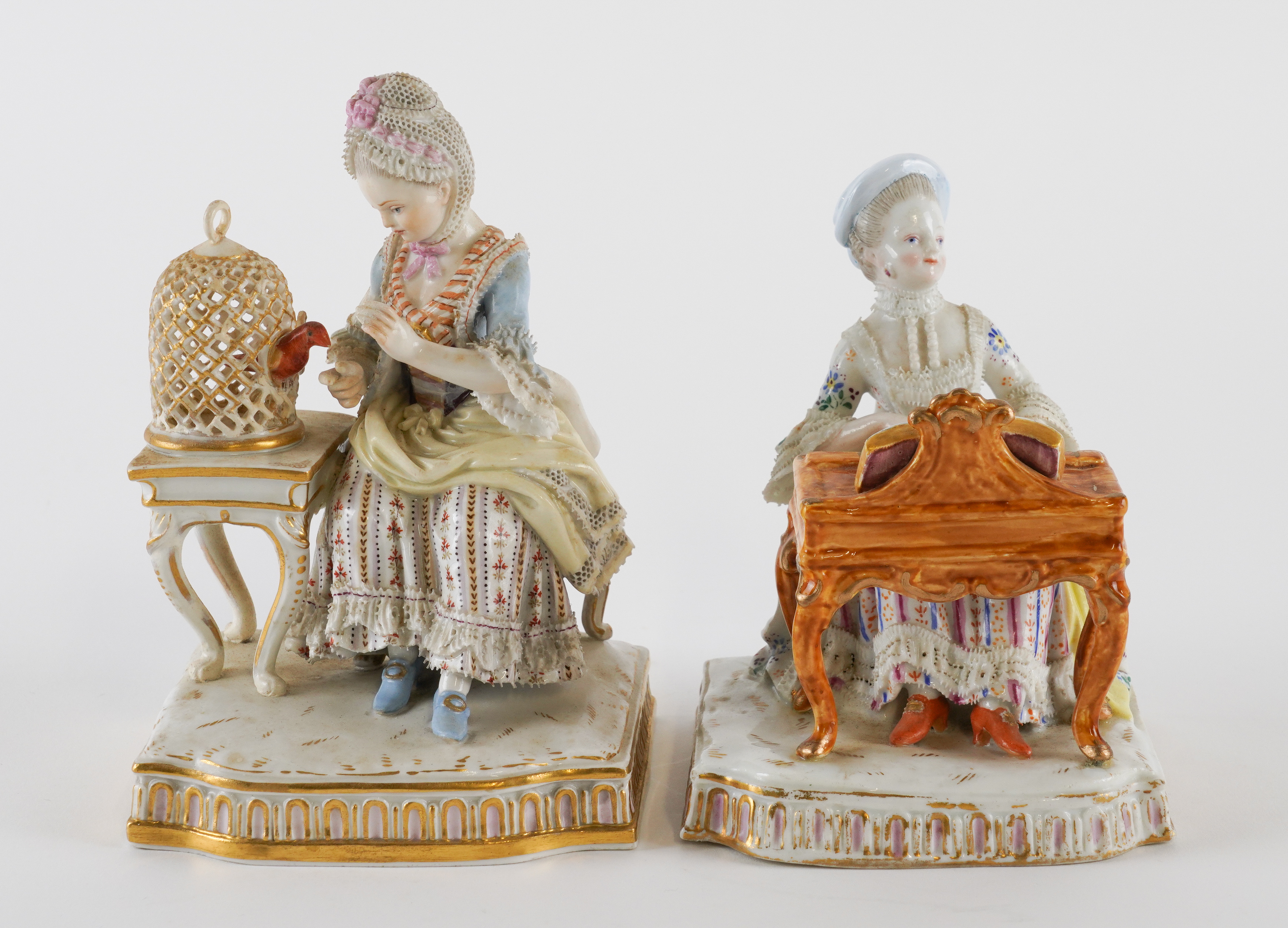 TWO MEISSEN FIGURES OF SENSES 2  3ae6a1