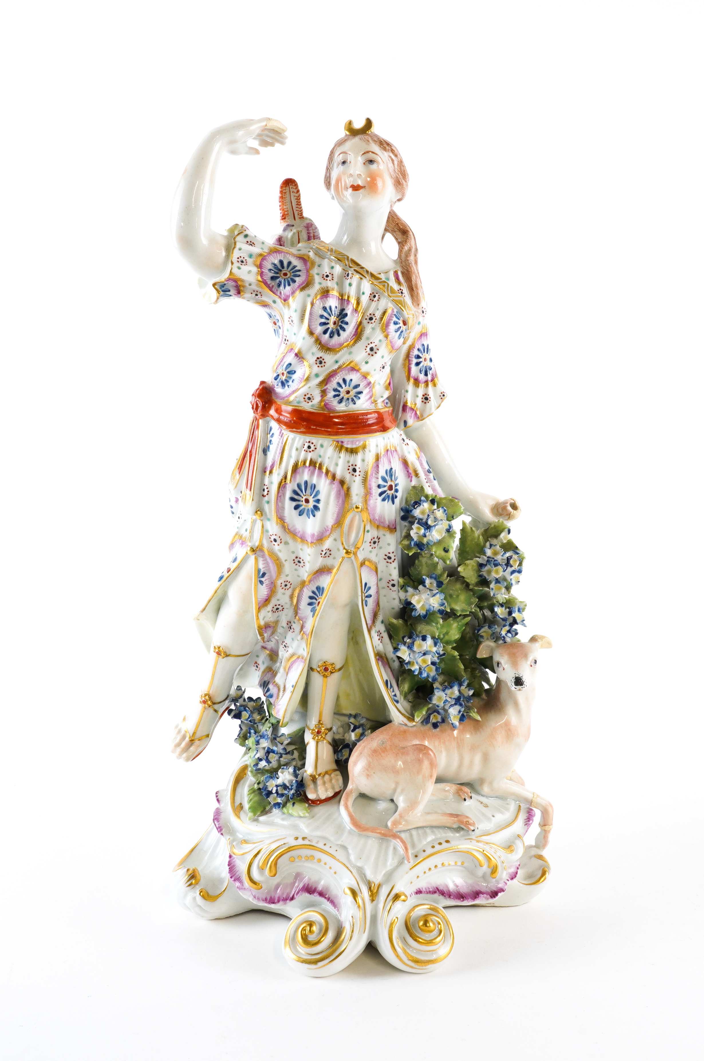 A DERBY FIGURE OF DIANA THE HUNTRESS