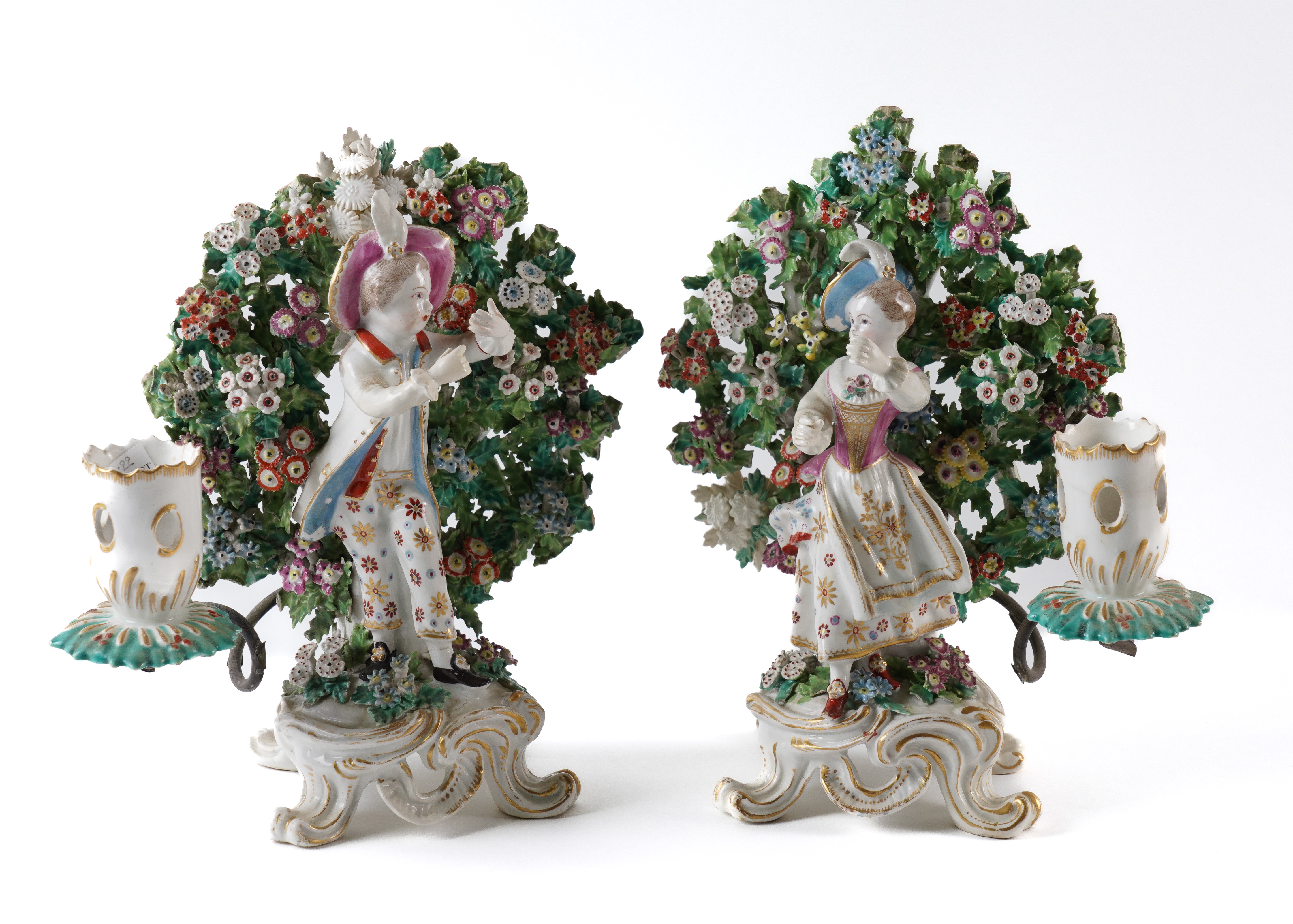 A PAIR OF BOW `NEW DANCERS' CANDLESTICK