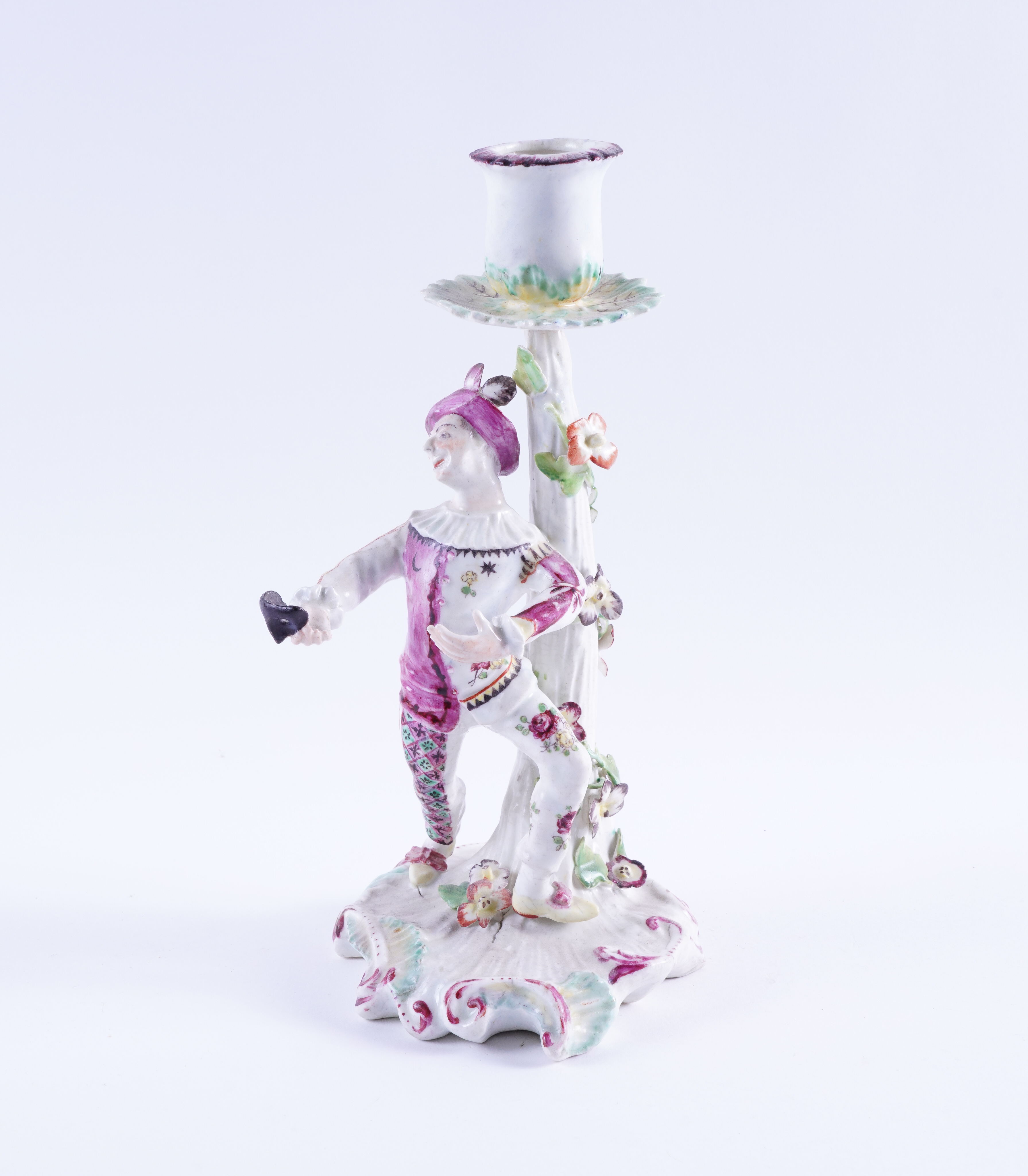 AN UNUSUAL PORCELAIN CANDLESTICK