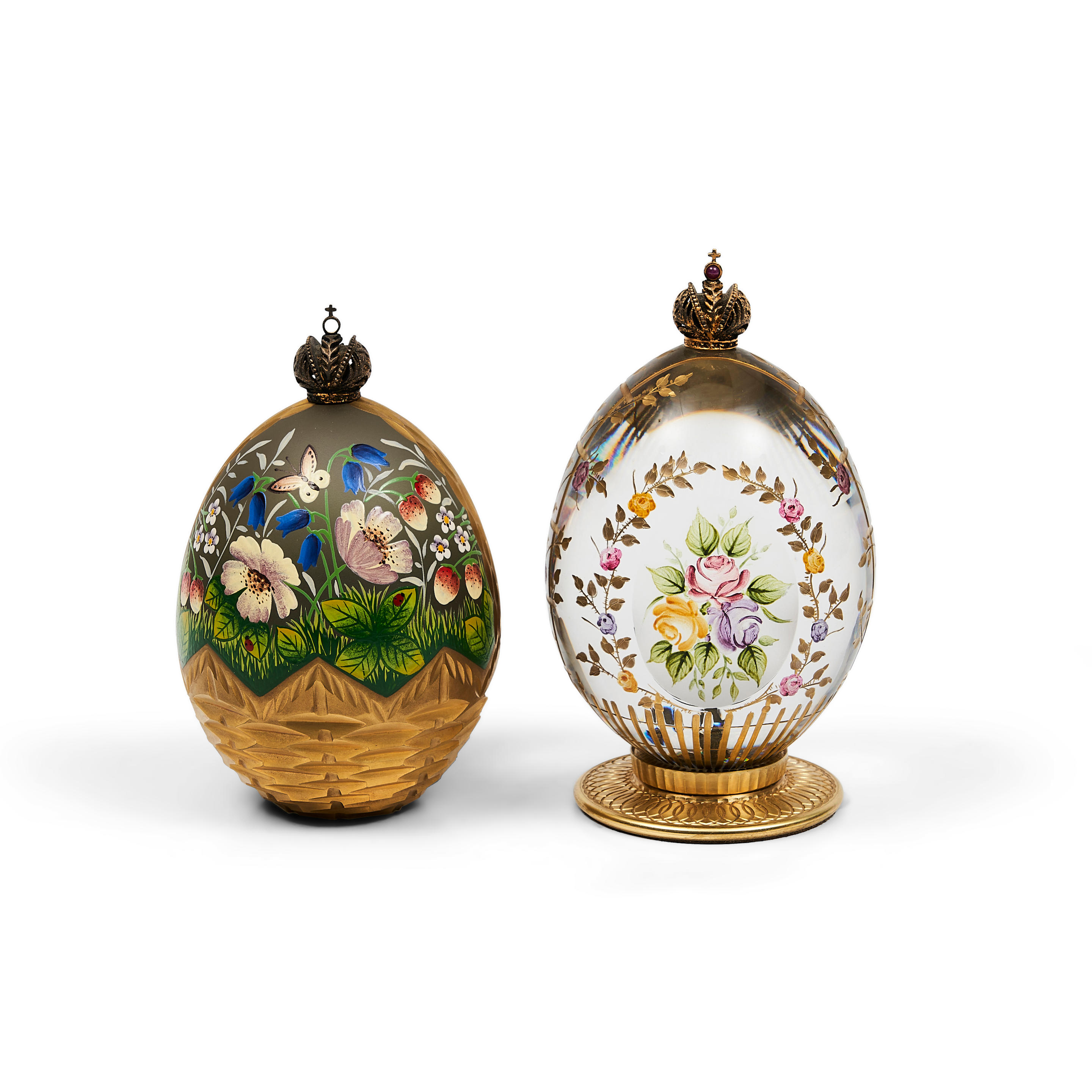 TWO CONTEMPORARY FABERGé EGGS