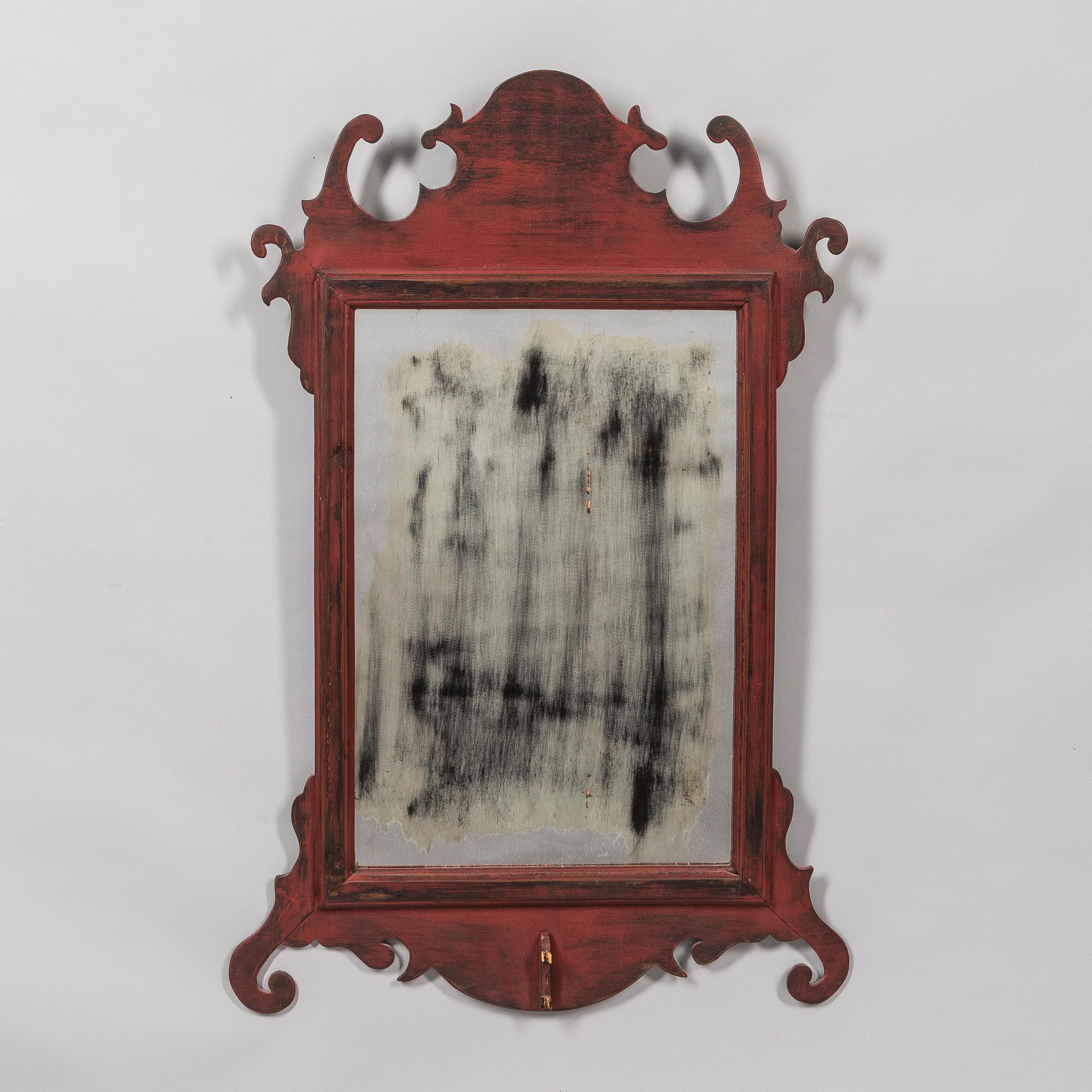 RED-PAINTED CHIPPENDALE WOODEN