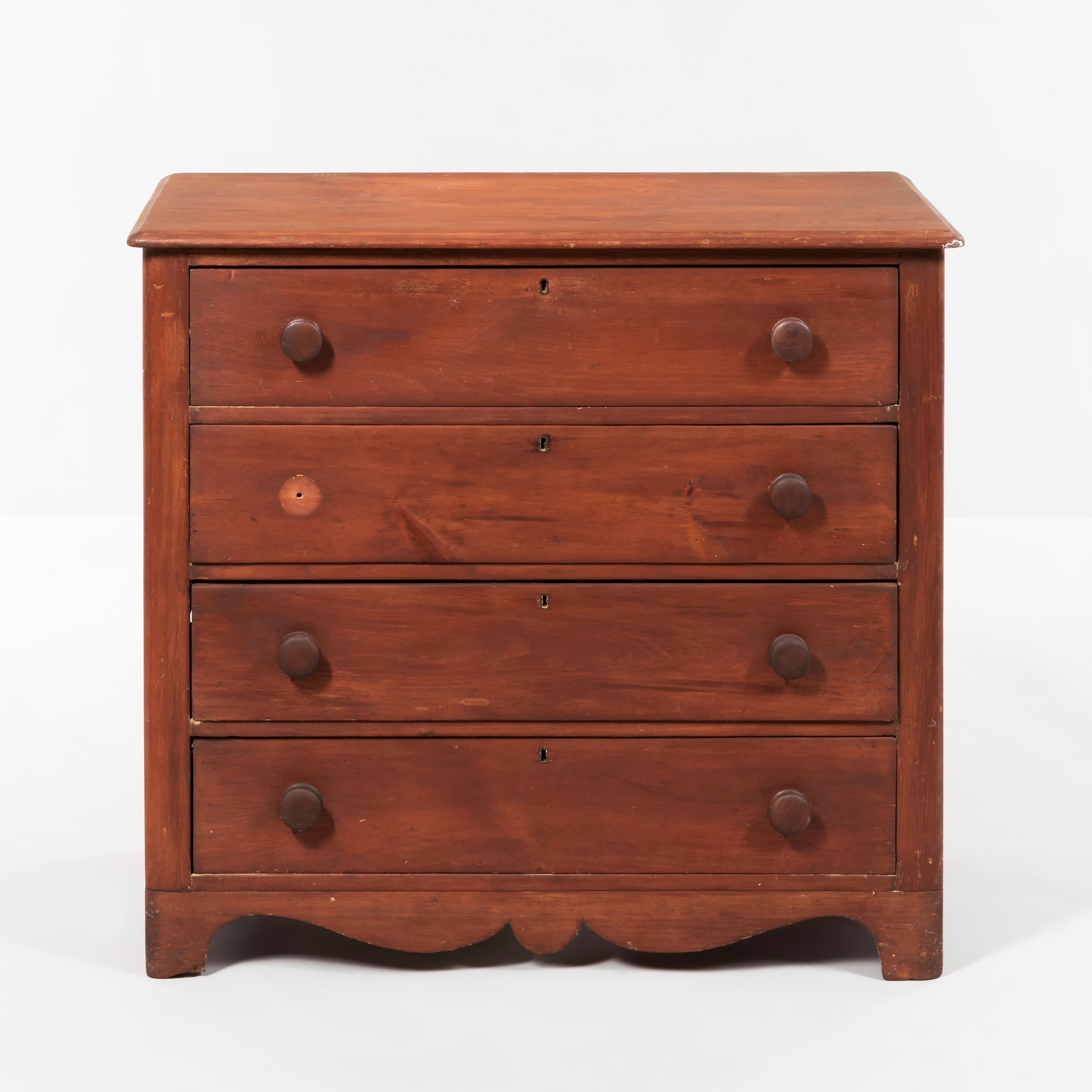 COUNTRY FOUR-DRAWER PINE BROWN-STAINED