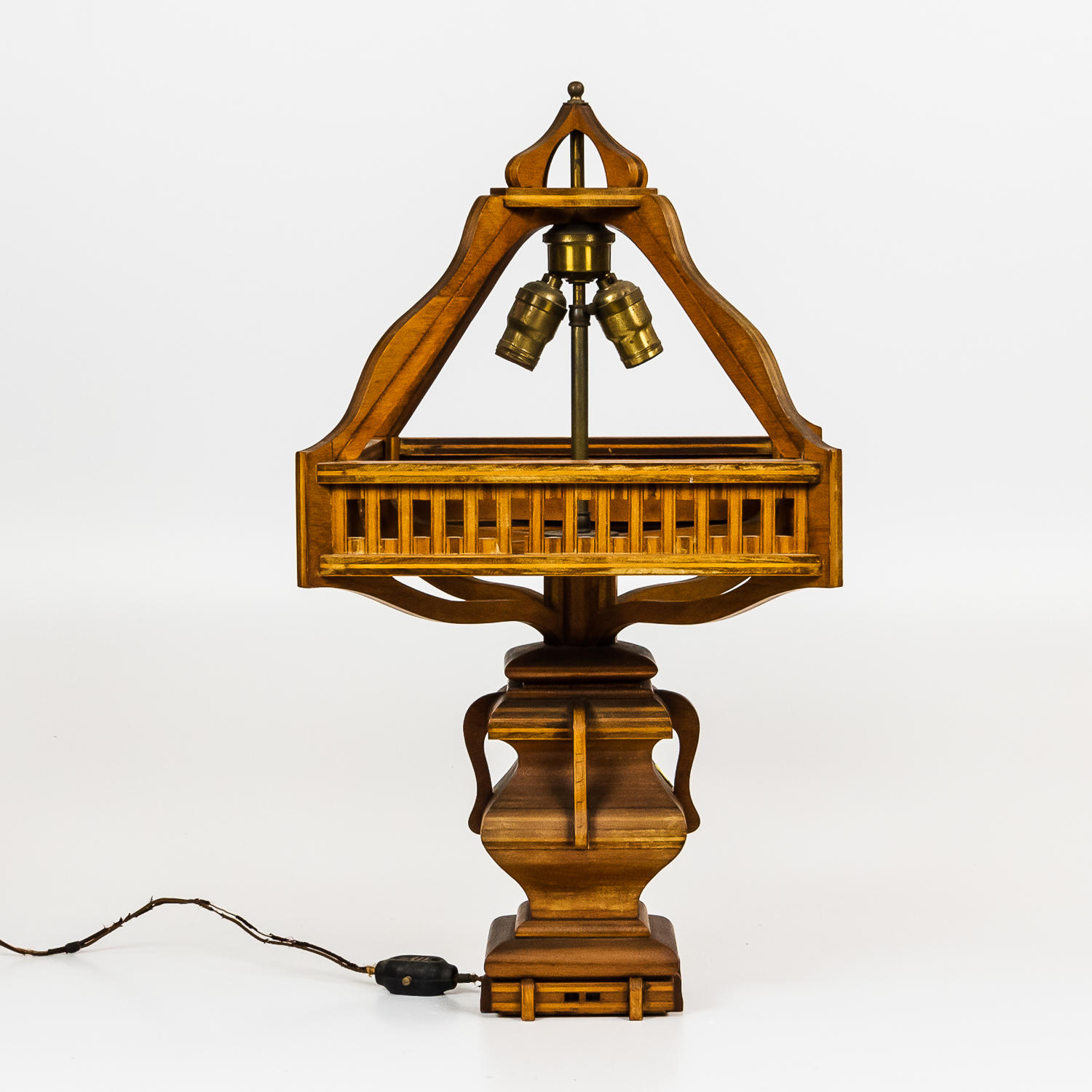 TRAMP ART TABLE LAMP with pierced